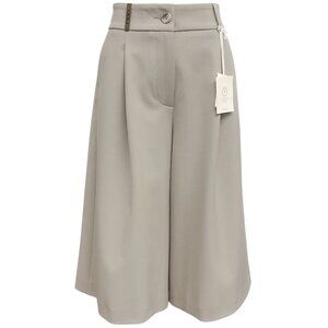 Peserico Taupe Wool Bermuda Culottes